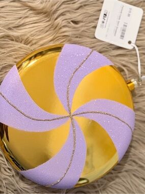 NWT Farrisilk Decorative Glitter Swirl Ornament - Lavender and Gold